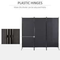 HOMCOM 6' 3 Panel Room Divider, Double Hinged Folding Wall Divider, Indoor Privacy Screen for Home Office,  Charcoal Grey(m-5)