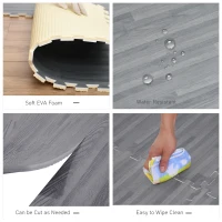 HOMCOM Soft EVA Foam Interlocking Floor Mats 96 Square Feet Exercise Workout Mat Kid Play Mat 24pcs (Grey)(m-8)