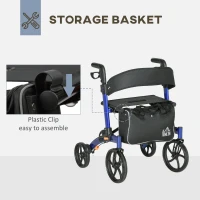 HOMCOM Rollator Walker for Seniors and Adults with 8'' Wheels, Seat, Aluminium Lightweight Folding Rolling Walker with Adjustable Handle, Storage Bag, Dual Brake, Blue(m-7)