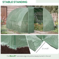 Outsunny 12.5 x 10 x 6.5ft Outdoor Walk-in Tunnel Greenhouse Portable Plant Gardening Warm House with PE Cover Green(m-6)