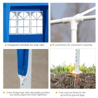 Outsunny 10' x 20' Gazebo Canopy Party Tent for Outdoor Event with Wind Ropes and Ground Stakes w/ 2 Window and 2 Side Removeable Walls(m-6)