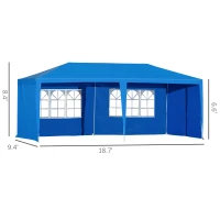 Outsunny 10' x 20' Gazebo Canopy Party Tent for Outdoor Event with Wind Ropes and Ground Stakes w/ 2 Window and 2 Side Removeable Walls(m-3)