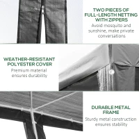 Outsunny 10' x 20' Party Tent Outdoor Canopy Garden Sun Shade with 8 Mosquito Mesh Netting and Zipper Door, Grey(m-7)