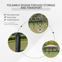 Outsunny 12' x 12' Foldable Pop-up Party Tent Instant Canopy Sun Shade Gazebo Shelter Steel Frame Oxford w/ Roller Bag, Khaki, Brown(m-7)