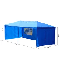 Outsunny 20ftx10ft Party Tent Gazebo Camping  Canopy Removable Walls Blue(m-3)