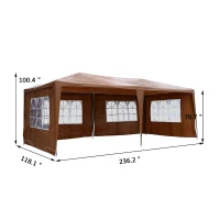 Outsunny 10’ x 20’  Party Tent Outdoor Event Camping Gazebo Canopy with 4 Removable Sidewalls (Coffee)(m-3)