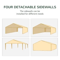 Outsunny 10' x 20' Party Tent Outdoor Canopy Garden Sun Shade with 8 Mosquito Mesh Netting and Zipper Door, Grey(m-4)