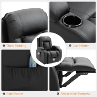 HOMCOM Luxury Faux Leather Heated Vibrating 8 Point Massage Recliner Chair with 360 Swivel and Remote, Black(m-9)
