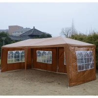 Outsunny 10’ x 20’  Party Tent Outdoor Event Camping Gazebo Canopy with 4 Removable Sidewalls (Coffee)(m-1)