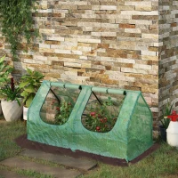 Outsunny 47" x 24" x 24" Portable Mini Tunnel Greenhouse Garden Planting Hot House Outdoor Flower Warm House Box w/ 2 Windows Steel Frame PE Cover, Green(m-1)