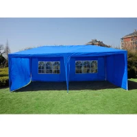 Outsunny 20ftx10ft Party Tent Gazebo Camping  Canopy Removable Walls Blue(m-1)