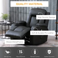 HOMCOM Luxury Faux Leather Heated Vibrating 8 Point Massage Recliner Chair with 360 Swivel and Remote, Black(m-5)