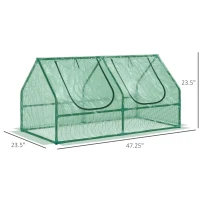 Outsunny 47" x 24" x 24" Portable Mini Tunnel Greenhouse Garden Planting Hot House Outdoor Flower Warm House Box w/ 2 Windows Steel Frame PE Cover, Green(m-3)