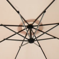 Outsunny 10ft Cantilever Solar Hanging Offset Umbrella Outdoor LED Lights Aluminum Market Banana Parasol Crank w/ Cross Base Garden Sun Shelter Beige(m-9)