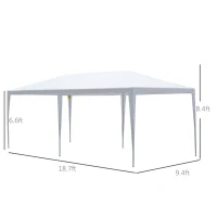 Outsunny 19' x 9' Party Tent Gazebo Canopy with 4 Removable Window Side Walls for Outdoor Event, Wind Ropes and Ground Stakes Included, White(m-3)