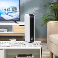 HOMCOM 1500W Ceramic Space Heater, 2-In-1 Oscillating Portable Heater with Three Heating Modes(High, Low, Fan), Timer, Remote Control, for Indoor Use, White(m-9)