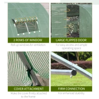 Outsunny 12.5 x 10 x 6.5ft Outdoor Walk-in Tunnel Greenhouse Portable Plant Gardening Warm House with PE Cover Green(m-7)