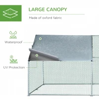 PawHut Large Chicken Coop Metal Chicken Run for Chickens with Waterproof and Anti-U Cover, Spire Shaped Walk in Fence Cage Hen House for Outdoor and Yard Farm Use, 1.26" Dia, 9.8' x 13.1' x 6.4'(m-4)
