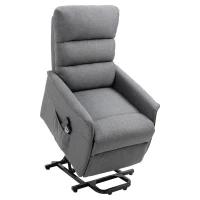 HOMCOM Power Lift Assist Recliner Chair for Elderly with Remote Control, Linen Fabric Upholstery Gray(m-11)