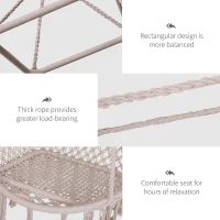 Outsunny Hanging Hammock Solid Single Swing Chair Indoor Outdoor Garden Braided Twisted Rope Reclining Sleeping Seat Beige(m-5)