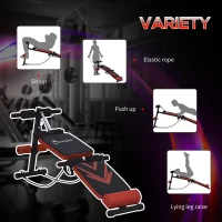 Soozier Sit Up Bench, Multifunctional Utility Fitness Equipment, Foldable Abdominal Training Workout with Elastic Rope, for Home Gym(m-7)