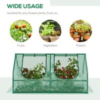 Outsunny 47" x 24" x 24" Portable Mini Tunnel Greenhouse Garden Planting Hot House Outdoor Flower Warm House Box w/ 2 Windows Steel Frame PE Cover, Green(m-7)