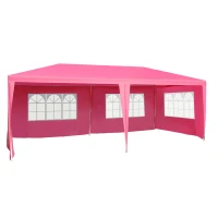 Outsunny 10' x 20' Party Tent Outdoor Event Camping Gazebo Canopy with 4 Removable Sidewalls (Pink)(m-2)
