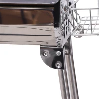 Outsunny 41" Foldable Charcoal Grill Camp BBQ Picnic Cooker Stainless Steel Barbecue Smoker Seasoning Plate Outdoor Backyard Cooking with Storage Shelf(m-8)