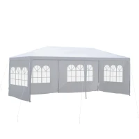 Outsunny 19' x 9' Party Tent Gazebo Canopy with 4 Removable Window Side Walls for Outdoor Event, Wind Ropes and Ground Stakes Included, White(m-2)