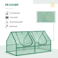 Outsunny 47" x 24" x 24" Portable Mini Tunnel Greenhouse Garden Planting Hot House Outdoor Flower Warm House Box w/ 2 Windows Steel Frame PE Cover, Green(m-4)