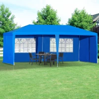 Outsunny 10' x 20' Gazebo Canopy Party Tent for Outdoor Event with Wind Ropes and Ground Stakes w/ 2 Window and 2 Side Removeable Walls(m-1)