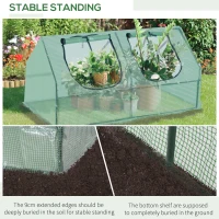 Outsunny 47" x 24" x 24" Portable Mini Tunnel Greenhouse Garden Planting Hot House Outdoor Flower Warm House Box w/ 2 Windows Steel Frame PE Cover, Green(m-6)