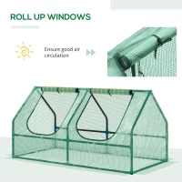 Outsunny 47" x 24" x 24" Portable Mini Tunnel Greenhouse Garden Planting Hot House Outdoor Flower Warm House Box w/ 2 Windows Steel Frame PE Cover, Green(m-5)