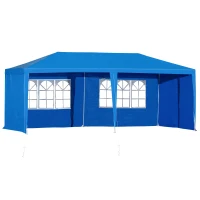 Outsunny 10' x 20' Gazebo Canopy Party Tent for Outdoor Event with Wind Ropes and Ground Stakes w/ 2 Window and 2 Side Removeable Walls(m-2)