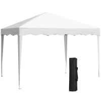 Outsunny 10' x 10' Pop Up Canopy Tent, Instant Shelter with Carry Bag, Adjustable Height, Garden Outdoor Party Tent, White(m-2)