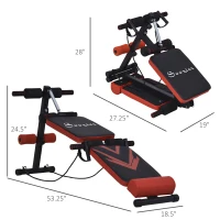 Soozier Sit Up Bench, Multifunctional Utility Fitness Equipment, Foldable Abdominal Training Workout with Elastic Rope, for Home Gym(m-3)