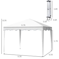 Outsunny 10' x 10' Pop Up Canopy Tent, Instant Shelter with Carry Bag, Adjustable Height, Garden Outdoor Party Tent, White(m-3)