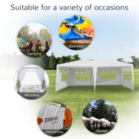 Outsunny 10' x 20' Party Tent Outdoor Event Camping Gazebo Canopy with 4 Removable Sidewalls (White)(m-7)