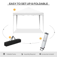 Outsunny 10' x 10' Pop Up Canopy Tent, Instant Shelter with Carry Bag, Adjustable Height, Garden Outdoor Party Tent, White(m-5)