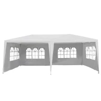 Outsunny 10' x 20' Party Tent Outdoor Event Camping Gazebo Canopy with 4 Removable Sidewalls (White)(m-2)