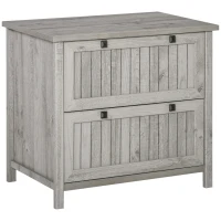 HOMCOM Retro Style 2-Drawer Lateral File Cabinet Chest with Hanging Bars, Wooden Documents Storage for Letter/Legal Size, Grey(m-1)