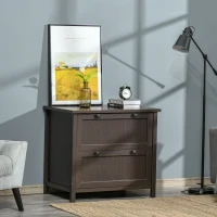 HOMCOM Retro Style 2-Drawer Lateral File Cabinet Chest with Hanging Bars, Wooden Documents Storage for Letter/Legal Size, Brown(m-6)