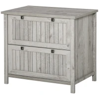 HOMCOM Retro Style 2-Drawer Lateral File Cabinet Chest with Hanging Bars, Wooden Documents Storage for Letter/Legal Size, Grey(m-9)