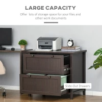 HOMCOM Retro Style 2-Drawer Lateral File Cabinet Chest with Hanging Bars, Wooden Documents Storage for Letter/Legal Size, Brown(m-4)