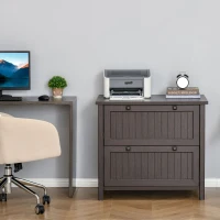 HOMCOM Retro Style 2-Drawer Lateral File Cabinet Chest with Hanging Bars, Wooden Documents Storage for Letter/Legal Size, Brown(m-7)