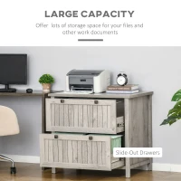 HOMCOM Retro Style 2-Drawer Lateral File Cabinet Chest with Hanging Bars, Wooden Documents Storage for Letter/Legal Size, Grey(m-4)