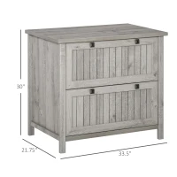 HOMCOM Retro Style 2-Drawer Lateral File Cabinet Chest with Hanging Bars, Wooden Documents Storage for Letter/Legal Size, Grey(m-3)
