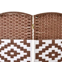 HOMCOM 6ft 4 Panel Diamond Weave Folding Room Divider with Freestanding Folding Screen & Stylish Wicker Material(m-13)