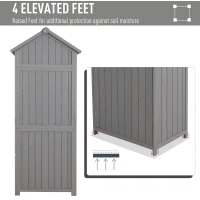 Outsunny 30" x 21" x 71" Garden Storage Shed, Outdoor Storage Shed with 3 Tier Shelves, Workshop Yard Tool Utility Storage House Water-resistant All-weather Cover Spire Roof, Grey(m-6)
