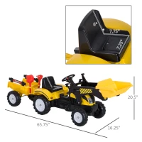 Aosom Ride On Excavator Kids Toy Construction Equipment with Pedal Controls, 6 Wheels & Controllable Dirt Bucket(m-3)